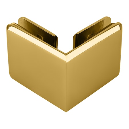 Cr Laurence Unlacquered Brass Beveled Style 90 Glass-to-Glass Clamp BGC90ULBR